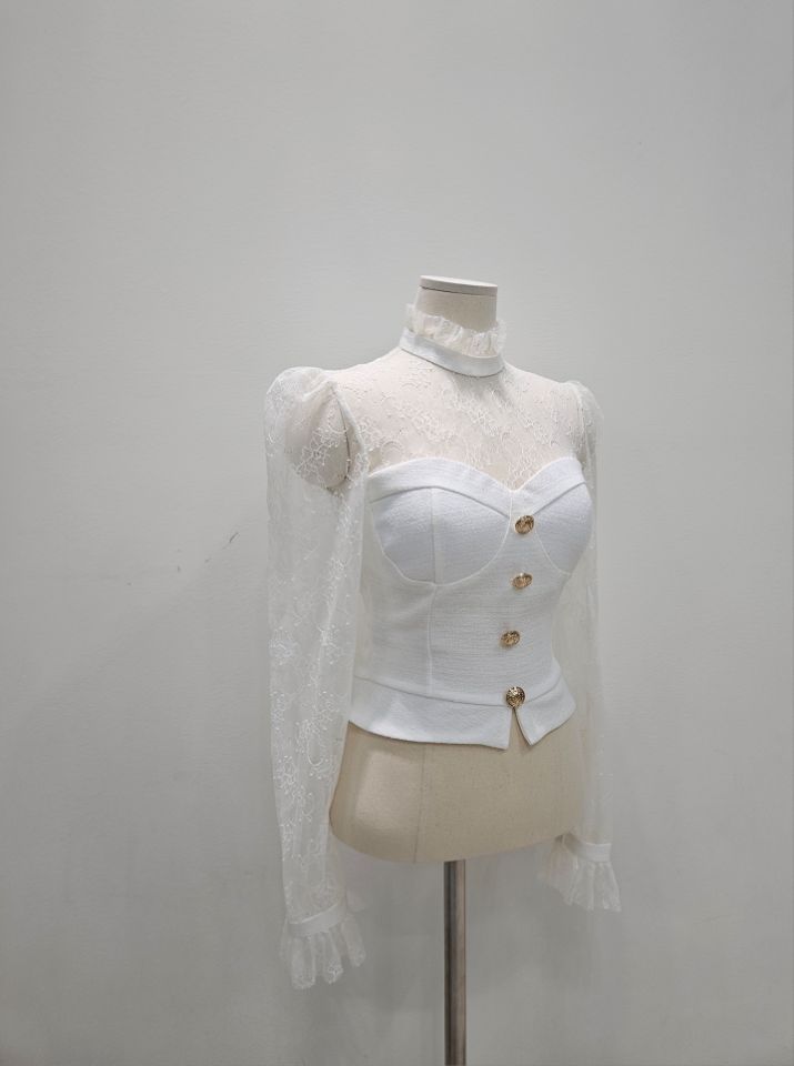 HIGH HEELS韓國直郵㊣女裝新品時尚熱賣25秋冬推薦襯衫蕾絲衫HIGH HEELS襯衫/蕾絲衫