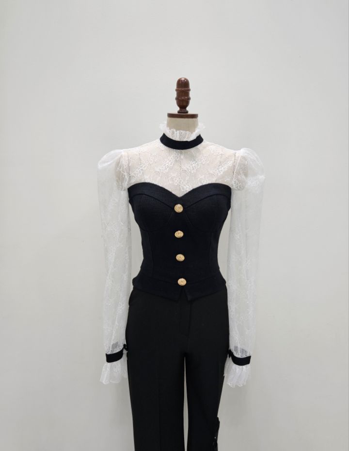 HIGH HEELS韓國直郵㊣女裝新品時尚熱賣25秋冬推薦襯衫蕾絲衫HIGH HEELS襯衫/蕾絲衫圖色2