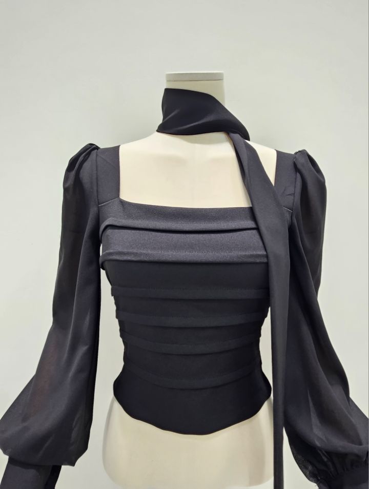 HIGH HEELS東大門㊣代購女士新款熱賣人氣襯衫蕾絲衫含脖帶HIGH HEELS襯衫/蕾絲衫