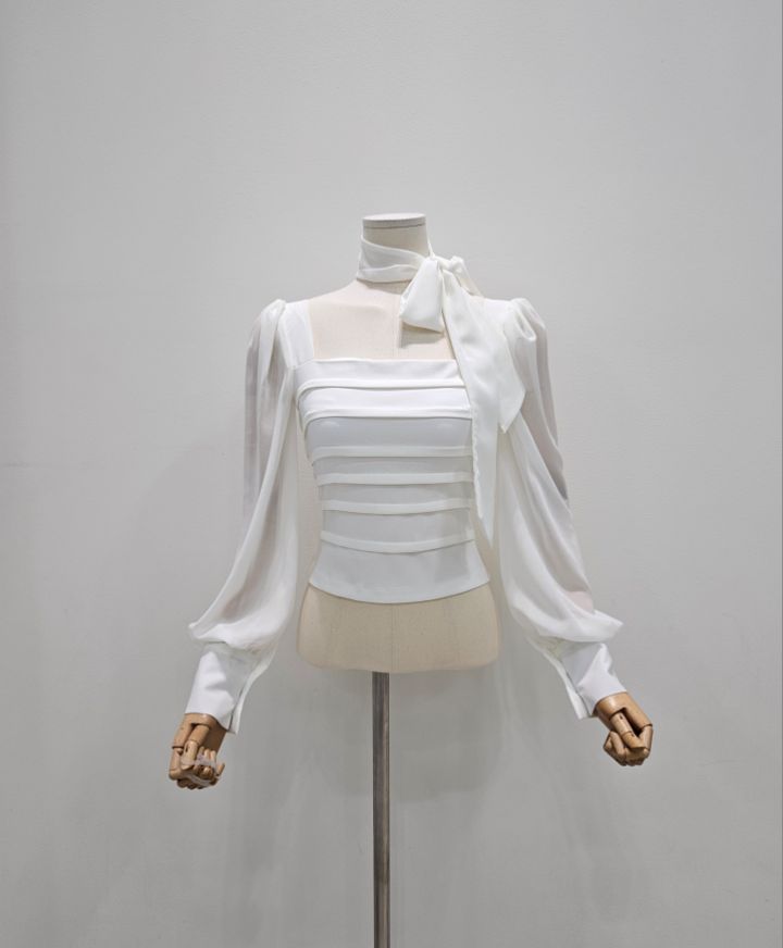 HIGH HEELS東大門㊣代購女士新款熱賣人氣襯衫蕾絲衫含脖帶HIGH HEELS襯衫/蕾絲衫圖色1