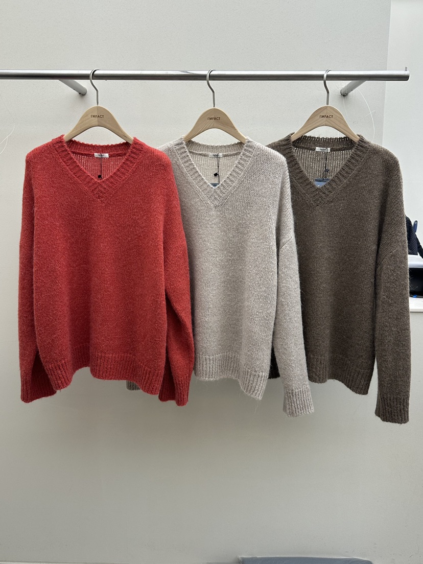 I MFACT韓國直郵㊣女裝新款人氣職業熱賣推薦針織衫羊駝毛V領I MFACT針織衫