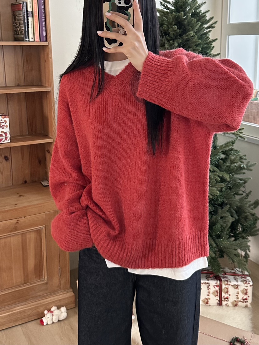 I MFACT韓國直郵㊣女裝新款人氣職業熱賣推薦針織衫羊駝毛V領I MFACT針織衫