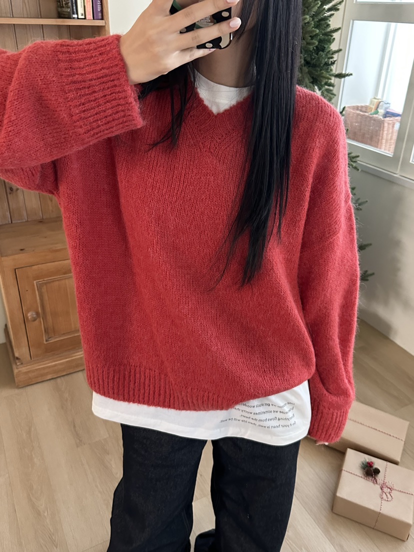 I MFACT韓國直郵㊣女裝新款人氣職業熱賣推薦針織衫羊駝毛V領I MFACT針織衫