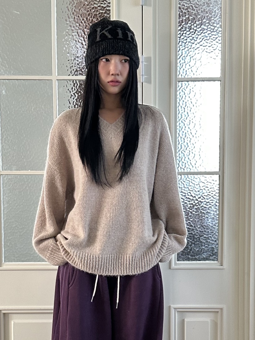 I MFACT韓國直郵㊣女裝新款人氣職業熱賣推薦針織衫羊駝毛V領I MFACT針織衫圖色2