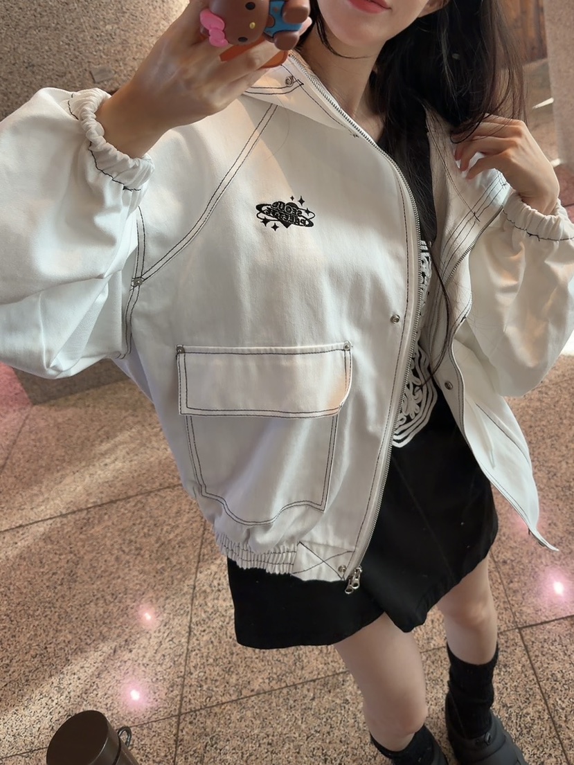 PALETTE-Q東大門㊣直郵女裝新款人氣休閑25秋冬夾克連帽拉鏈衫PALETTE夾克