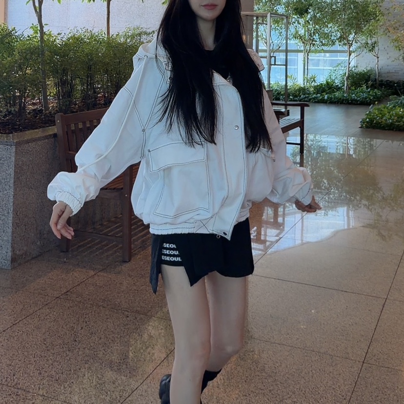 PALETTE-Q東大門㊣直郵女裝新款人氣休閑25秋冬夾克連帽拉鏈衫PALETTE夾克