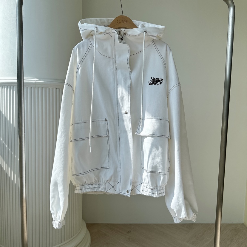 PALETTE-Q東大門㊣直郵女裝新款人氣休閑25秋冬夾克連帽拉鏈衫PALETTE夾克圖色1