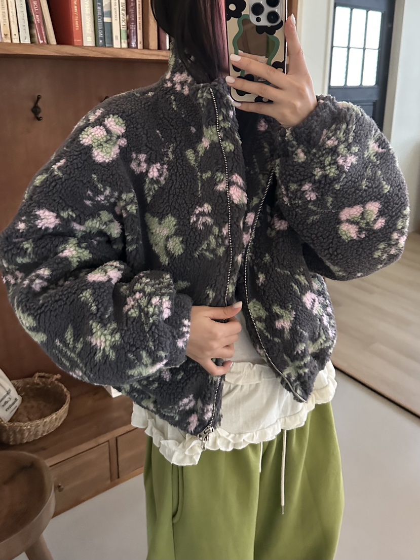 I MFACT韓國直郵㊣女裝新品25秋冬職業人氣熱賣夾克拉鏈花朵I MFACT夾克