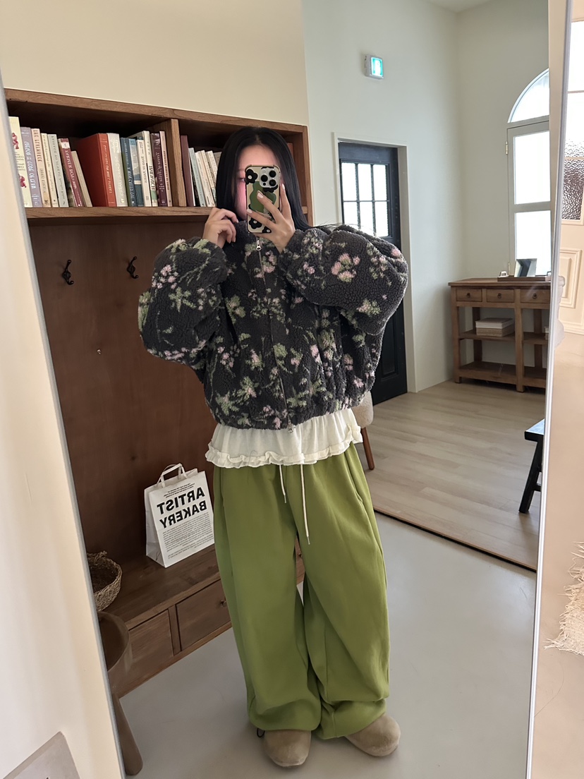 I MFACT韓國直郵㊣女裝新品25秋冬職業人氣熱賣夾克拉鏈花朵I MFACT夾克