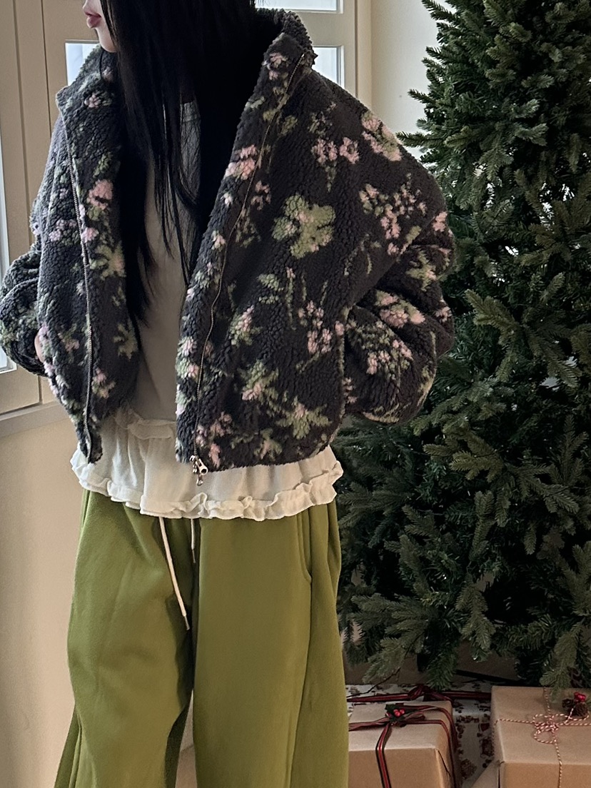 I MFACT韓國直郵㊣女裝新品25秋冬職業人氣熱賣夾克拉鏈花朵I MFACT夾克