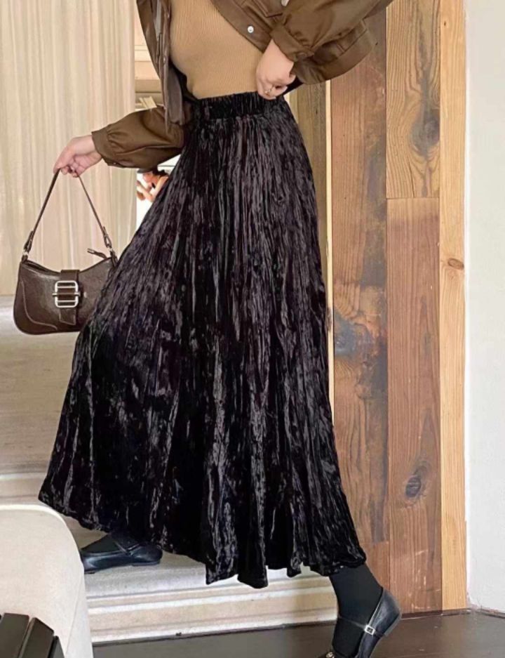 BLING BLING-S東大門㊣實拍女士新款25秋冬時尚長裙天鵝絨BLING BLING-S長裙