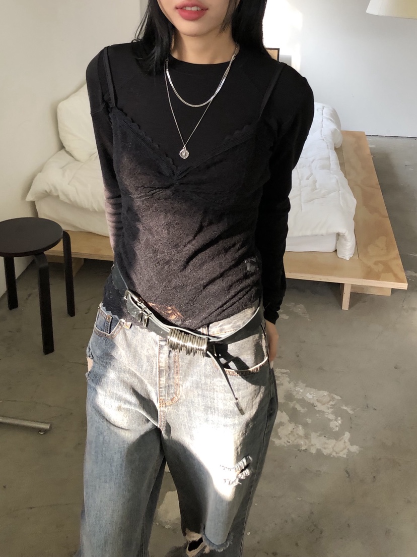 SUNDER MARKET東大門㊣實拍女裝新款25秋冬吊帶背心不含內搭SUNDER MARKET吊帶/背心