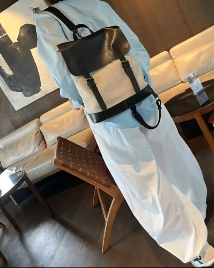 TROUVAILLE韓國直郵㊣女裝新款職業推薦人氣25秋冬雙肩背包牛皮TROUVAILLE雙肩背包