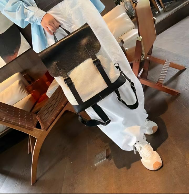 TROUVAILLE韓國直郵㊣女裝新款職業推薦人氣25秋冬雙肩背包牛皮TROUVAILLE雙肩背包