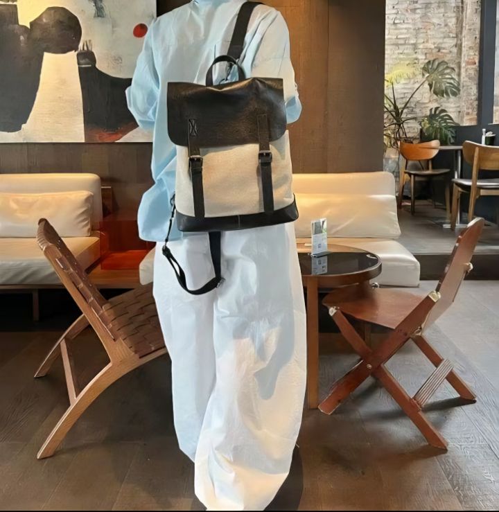 TROUVAILLE韓國直郵㊣女裝新款職業推薦人氣25秋冬雙肩背包牛皮TROUVAILLE雙肩背包