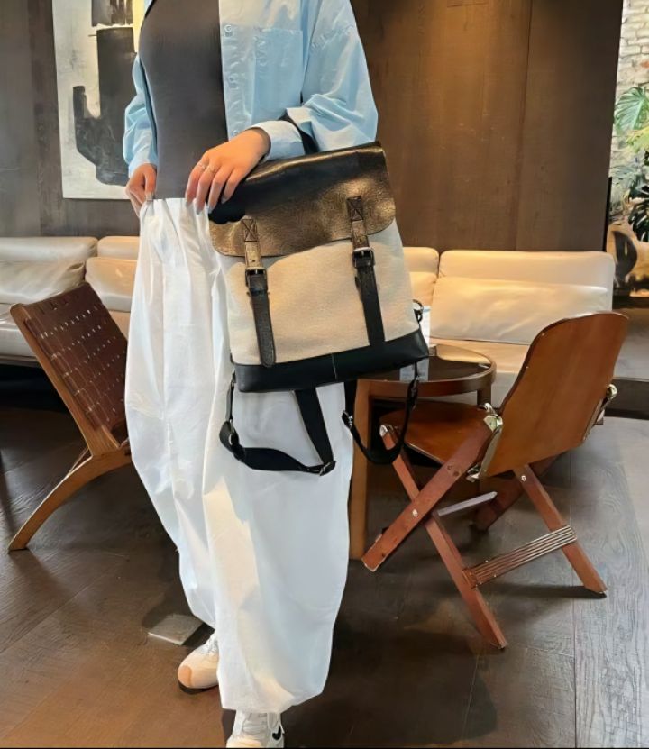 TROUVAILLE韓國直郵㊣女裝新款職業推薦人氣25秋冬雙肩背包牛皮TROUVAILLE雙肩背包