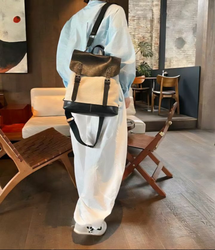 TROUVAILLE韓國直郵㊣女裝新款職業推薦人氣25秋冬雙肩背包牛皮TROUVAILLE雙肩背包