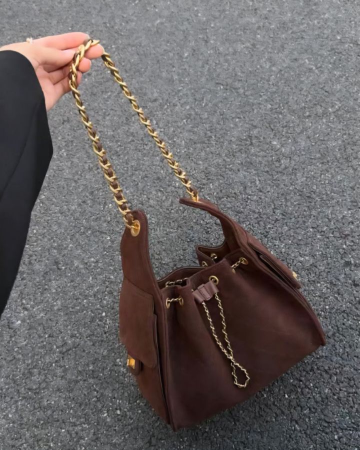 TROUVAILLE韓國直郵㊣女士新款推薦休閑熱賣單肩斜跨包牛皮絨TROUVAILLE單肩/斜跨包