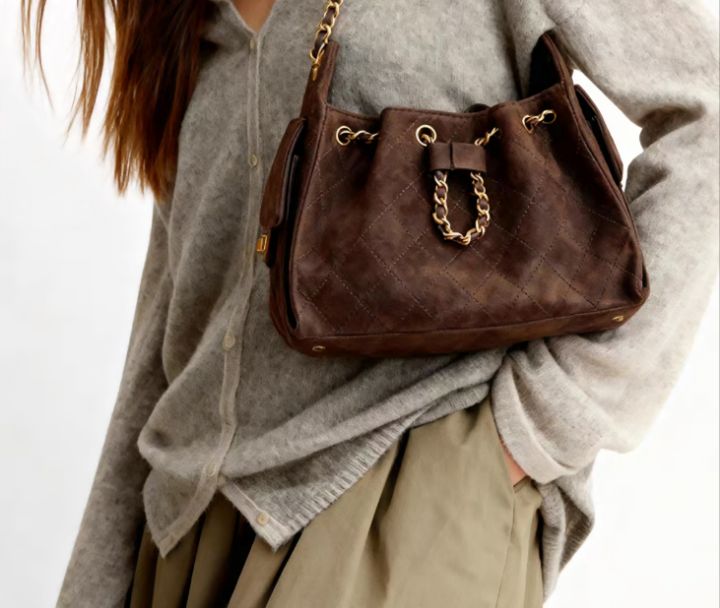 TROUVAILLE韓國直郵㊣女士新款推薦休閑熱賣單肩斜跨包牛皮絨TROUVAILLE單肩/斜跨包