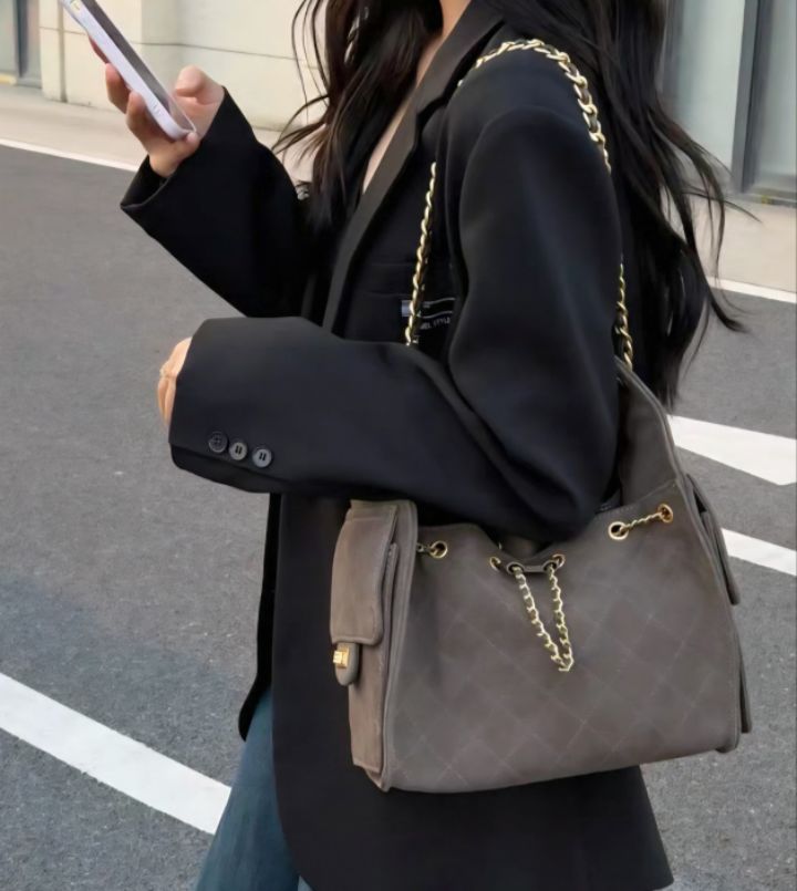 TROUVAILLE韓國直郵㊣女士新款推薦休閑熱賣單肩斜跨包牛皮絨TROUVAILLE單肩/斜跨包