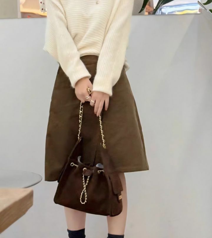 TROUVAILLE韓國直郵㊣女士新款推薦休閑熱賣單肩斜跨包牛皮絨TROUVAILLE單肩/斜跨包