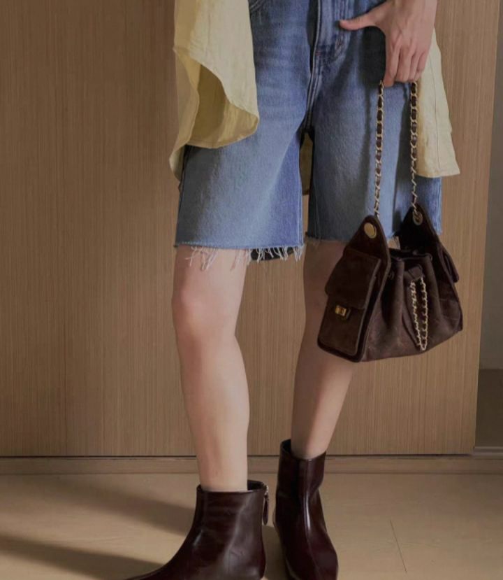 TROUVAILLE東大門㊣代購女士新品職業25秋冬單肩斜跨包牛皮絨TROUVAILLE單肩/斜跨包