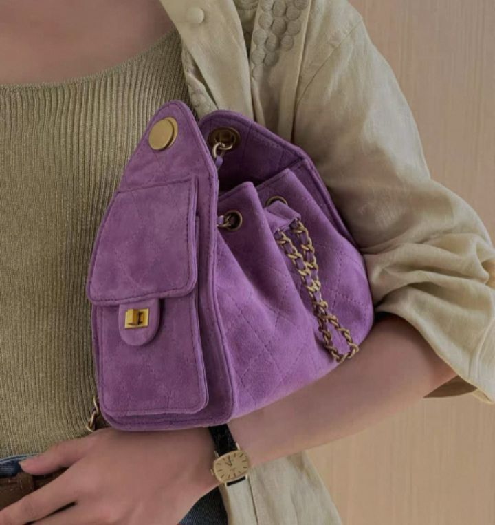 TROUVAILLE東大門㊣代購女士新品職業25秋冬單肩斜跨包牛皮絨TROUVAILLE單肩/斜跨包