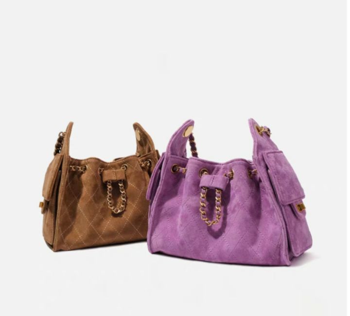 TROUVAILLE東大門㊣代購女士新品職業25秋冬單肩斜跨包牛皮絨TROUVAILLE單肩/斜跨包