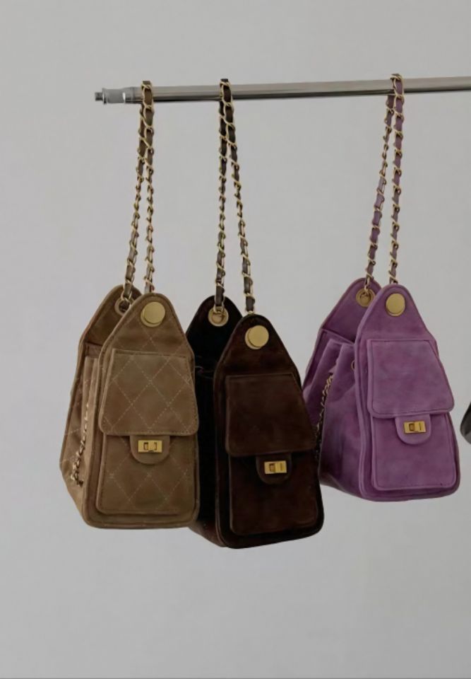 TROUVAILLE東大門㊣代購女士新品職業25秋冬單肩斜跨包牛皮絨TROUVAILLE單肩/斜跨包