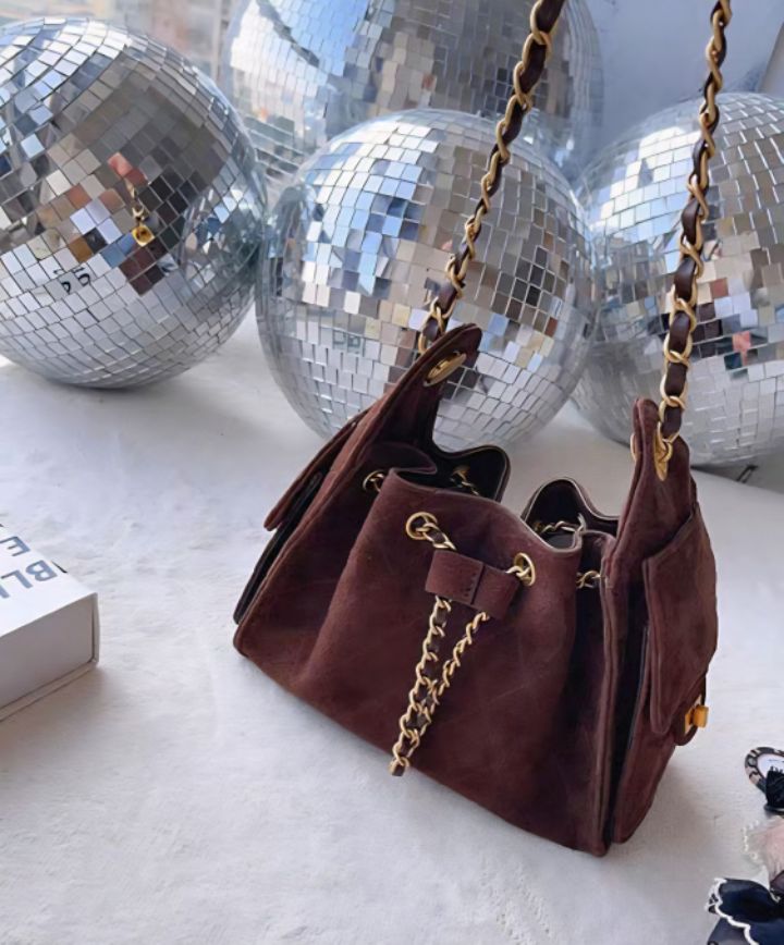 TROUVAILLE東大門㊣代購女士新品職業25秋冬單肩斜跨包牛皮絨TROUVAILLE單肩/斜跨包