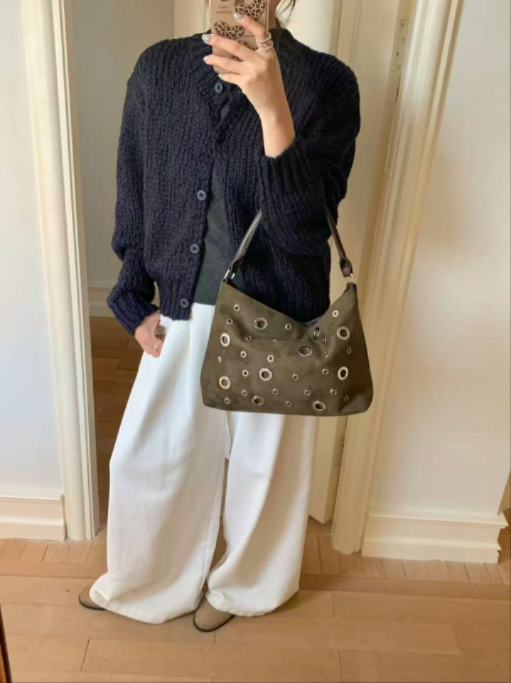 TROUVAILLE韓國代購㊣女士新款熱賣休閑職業單肩斜跨包麂皮TROUVAILLE單肩/斜跨包