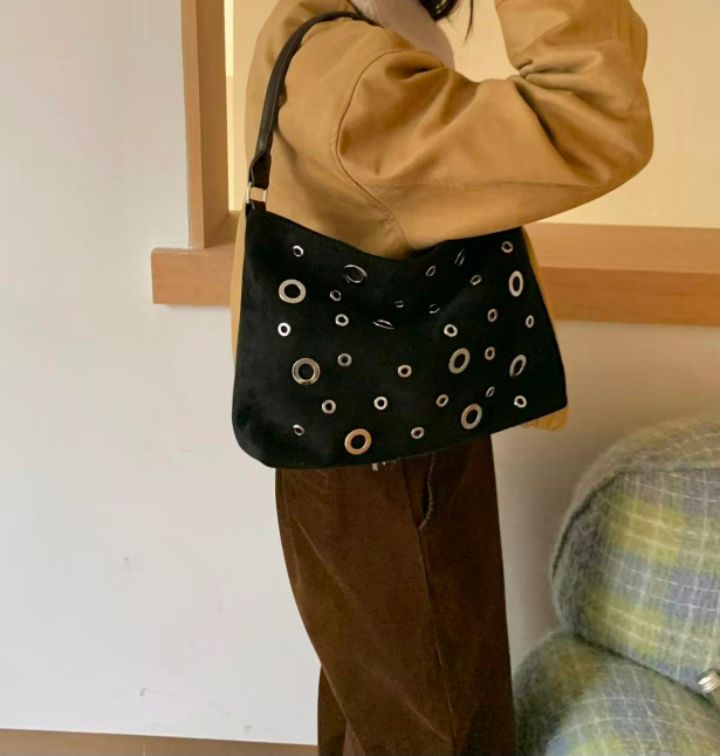 TROUVAILLE韓國代購㊣女士新款熱賣休閑職業單肩斜跨包麂皮TROUVAILLE單肩/斜跨包