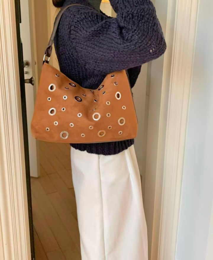 TROUVAILLE韓國代購㊣女士新款熱賣休閑職業單肩斜跨包麂皮TROUVAILLE單肩/斜跨包