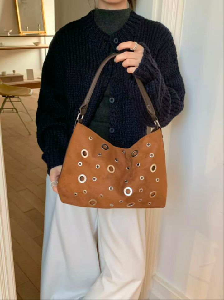 TROUVAILLE韓國代購㊣女士新款熱賣休閑職業單肩斜跨包麂皮TROUVAILLE單肩/斜跨包