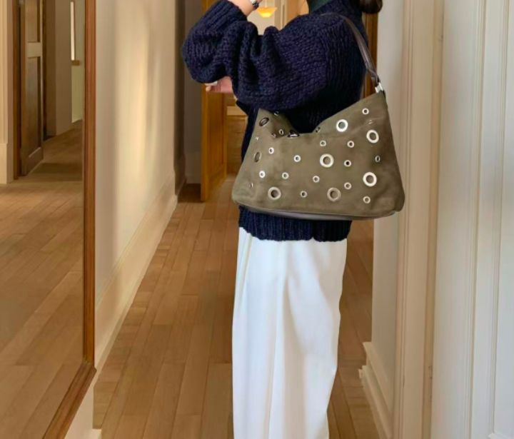 TROUVAILLE韓國代購㊣女士新款熱賣休閑職業單肩斜跨包麂皮TROUVAILLE單肩/斜跨包圖色2