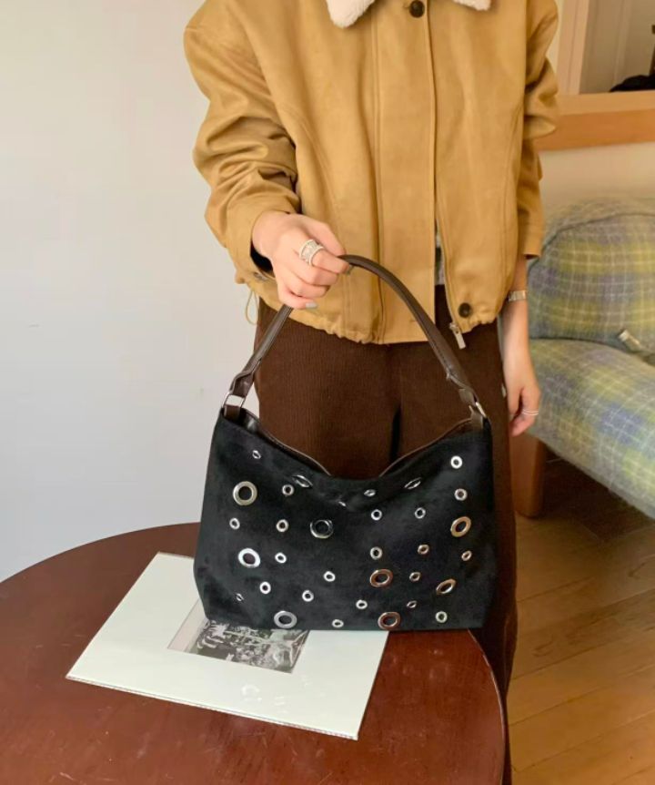 TROUVAILLE韓國代購㊣女士新款熱賣休閑職業單肩斜跨包麂皮TROUVAILLE單肩/斜跨包圖色3