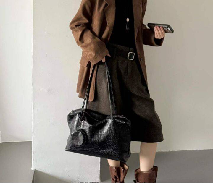 TROUVAILLE東大門㊣直郵女裝新品25秋冬人氣單肩斜跨包牛皮TROUVAILLE單肩/斜跨包