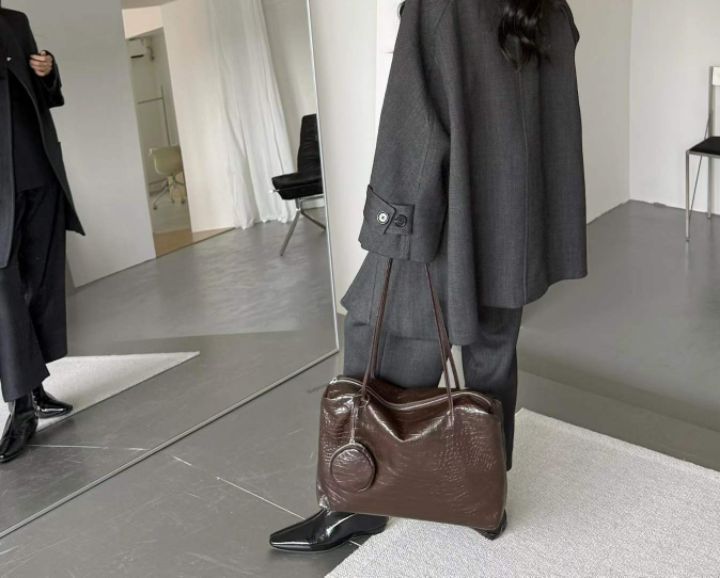 TROUVAILLE東大門㊣直郵女裝新品25秋冬人氣單肩斜跨包牛皮TROUVAILLE單肩/斜跨包