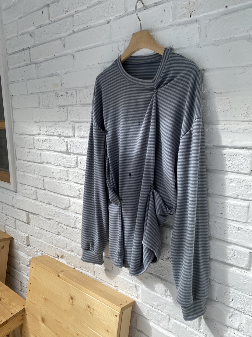 FLASH東大門㊣代購女裝新品熱賣25秋冬人氣職業長袖T恤紐扣FLASH長袖T恤