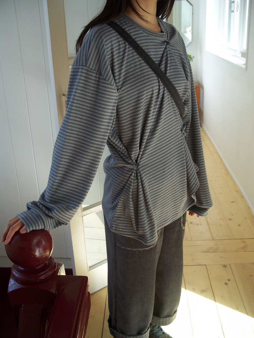 FLASH東大門㊣代購女裝新品熱賣25秋冬人氣職業長袖T恤紐扣FLASH長袖T恤