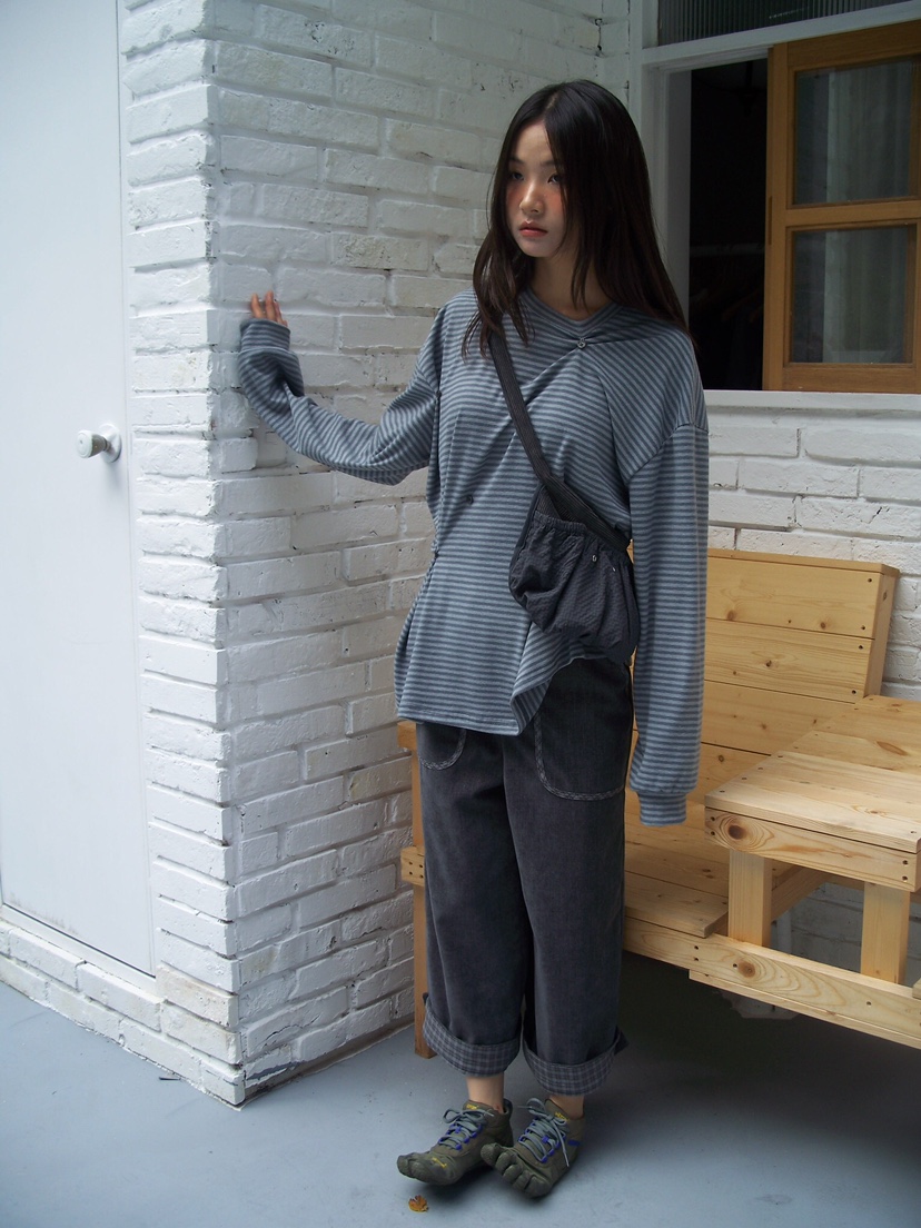 FLASH東大門㊣代購女裝新品熱賣25秋冬人氣職業長袖T恤紐扣FLASH長袖T恤