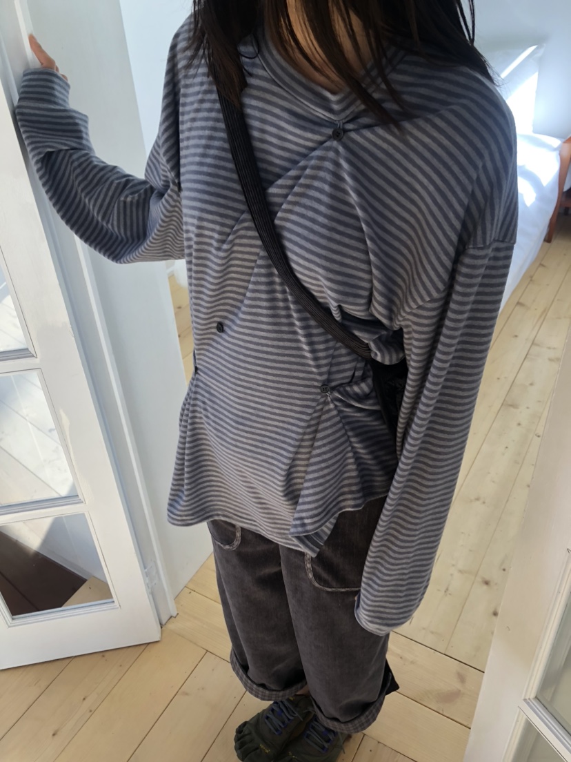 FLASH東大門㊣代購女裝新品熱賣25秋冬人氣職業長袖T恤紐扣FLASH長袖T恤