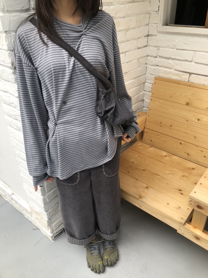 FLASH東大門㊣代購女裝新品熱賣25秋冬人氣職業長袖T恤紐扣FLASH長袖T恤