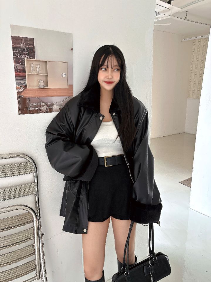 mars東大門㊣代購女士新款休閑人氣時尚職業推薦熱賣25秋冬皮衣mars皮衣圖色1