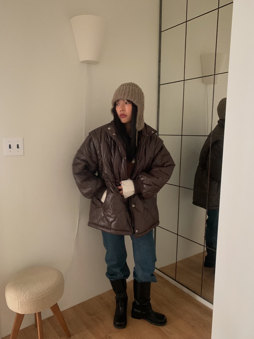 CAMEL-P韓國直郵㊣女士新款25秋冬短款棉服可拆卸填充Came_l 家短款棉服