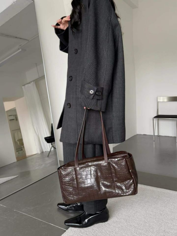 TROUVAILLE東大門㊣實拍女裝新品25秋冬時尚單肩斜跨包牛皮TROUVAILLE單肩/斜跨包