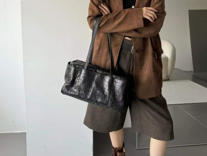 TROUVAILLE東大門㊣實拍女裝新品25秋冬時尚單肩斜跨包牛皮TROUVAILLE單肩/斜跨包