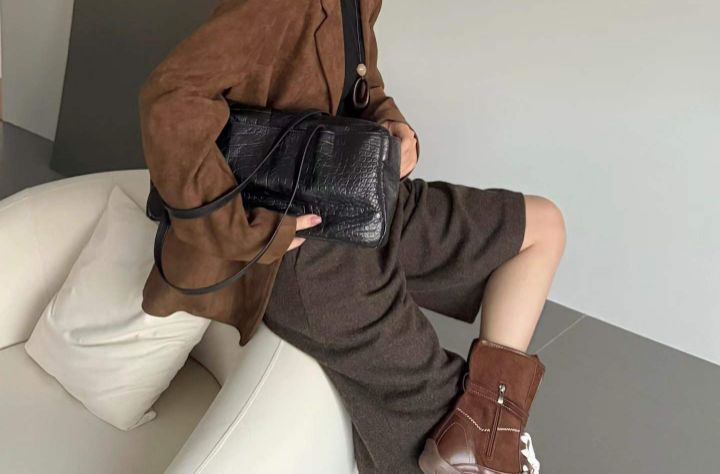 TROUVAILLE東大門㊣實拍女裝新品25秋冬時尚單肩斜跨包牛皮TROUVAILLE單肩/斜跨包