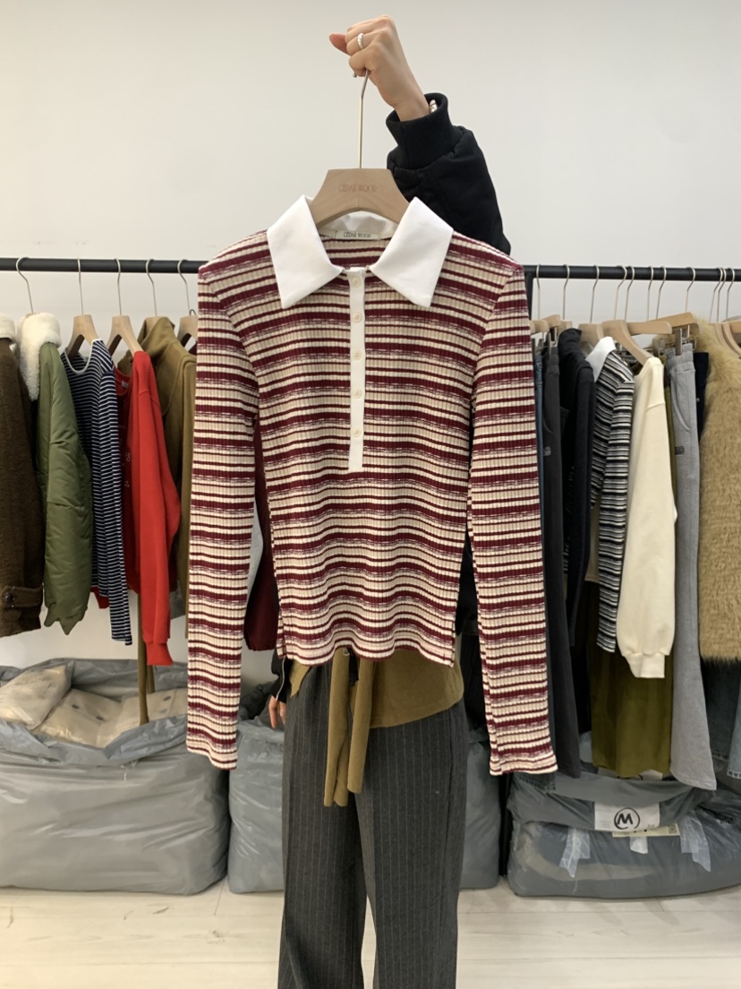 CEDARWOOD東大門㊣實拍女裝新款熱賣人氣職業25秋冬長袖T恤CEDAR WOOD長袖T恤圖色1