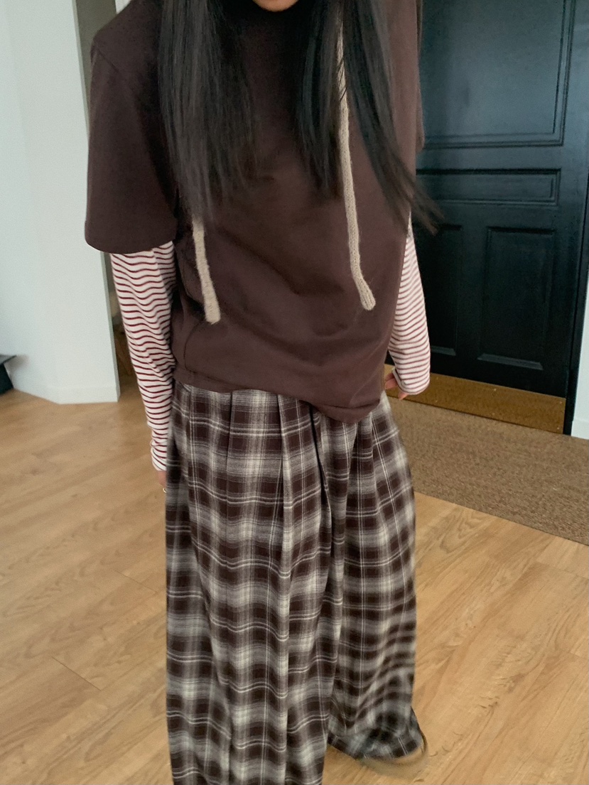 CAMEL-P韓國代購㊣女裝新品人氣休閑褲羊毛格紋Came_l 家休閑褲